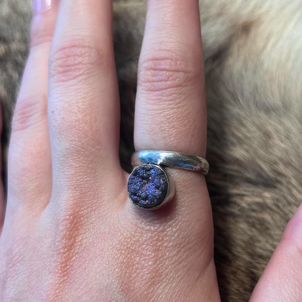 Sterling Silver Geode Agate Ring - image 1